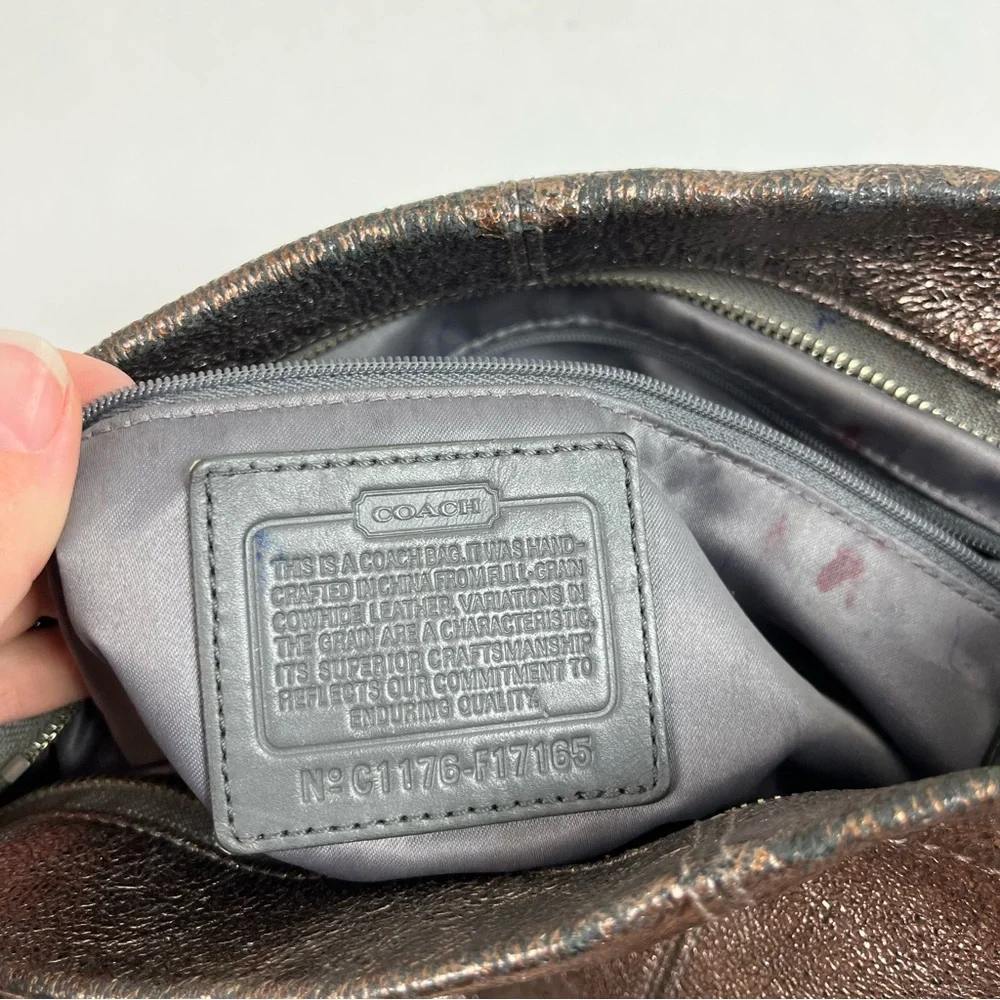 COACH Brooke Handbag Leather Pewter Hobo Bag Purse